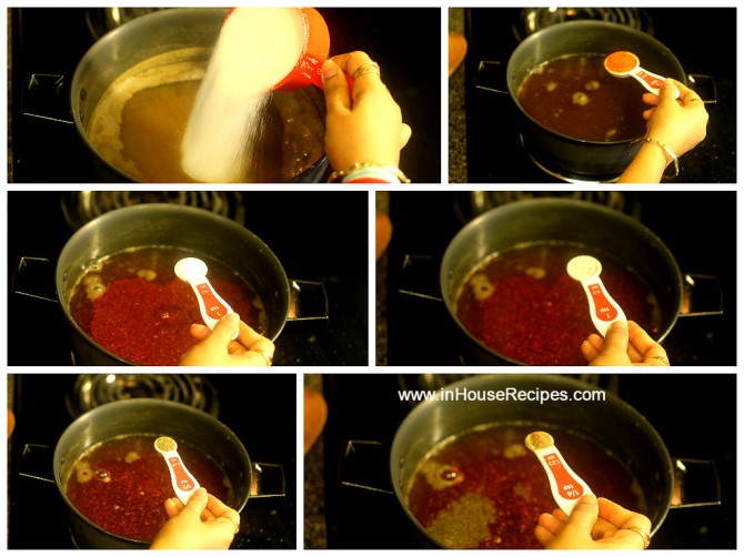 Add spices to the boiling water