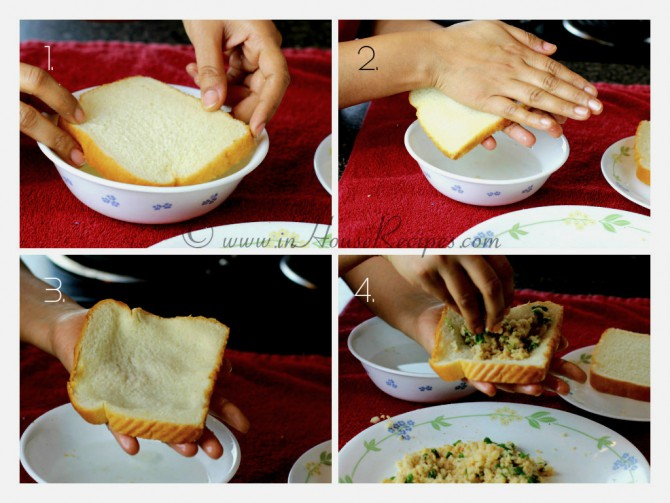 Moisten bread with water