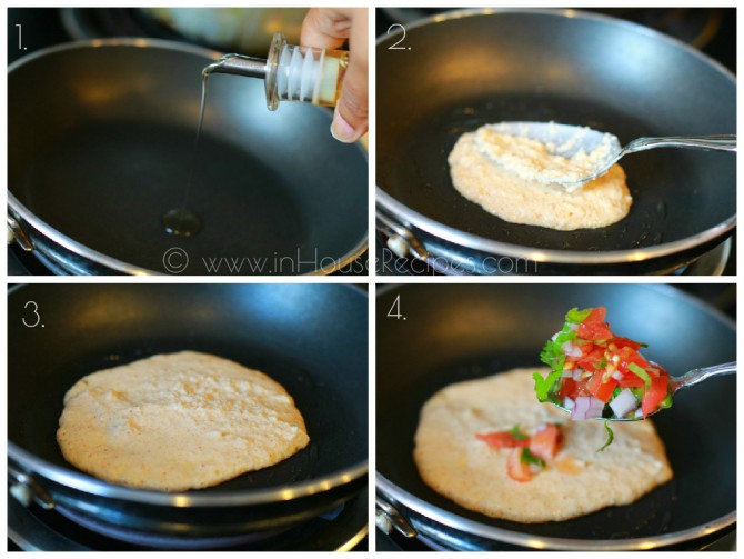 Add suji paste on hot pan for cooking