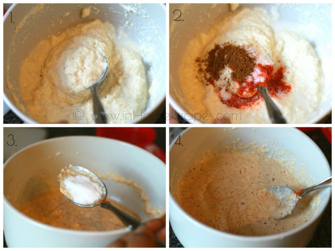 Mix spices in Sooji curd paste