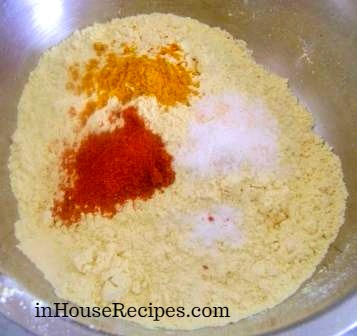 Mix spices with besan
