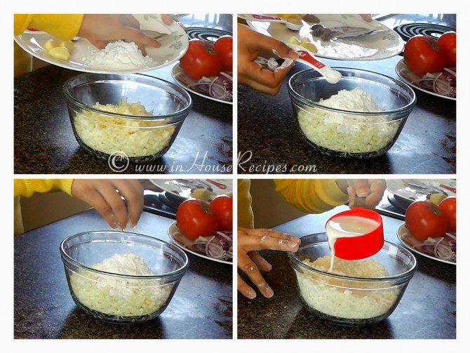 Adding Milk cornflour to paneer kofta