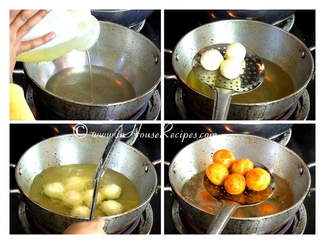 Deep frying paneer kofta