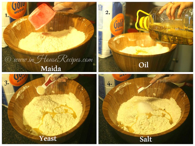 Mixing bhatura ingredients