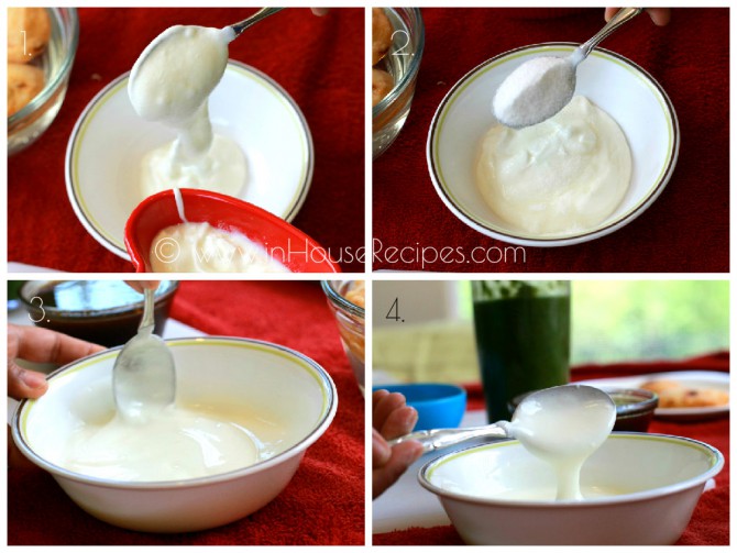 Add sugar to curd and mix