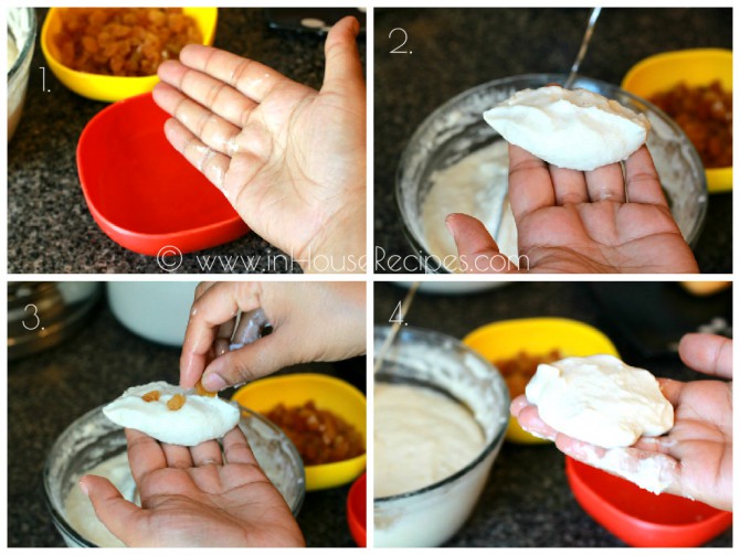 Take small amount of paste for frying