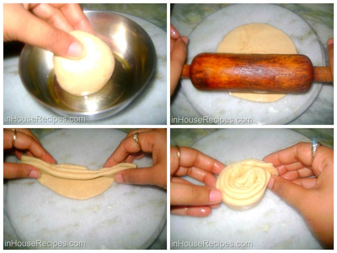 Rolling the paratha