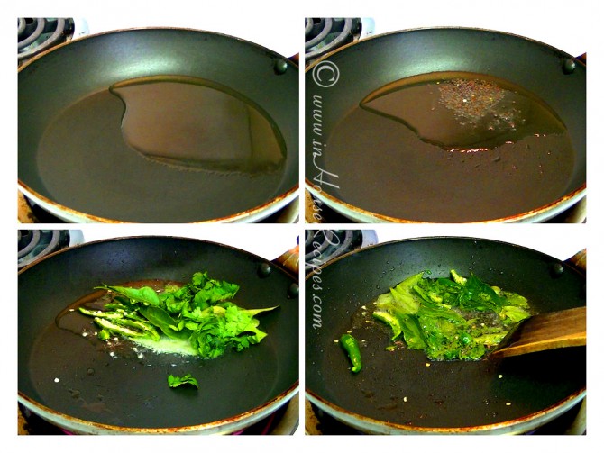 Making tadka or seasoning for dhokla Making tadka or seasoning for dhokla