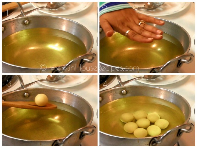 Add Gulab jamun for frying once Oil is hot