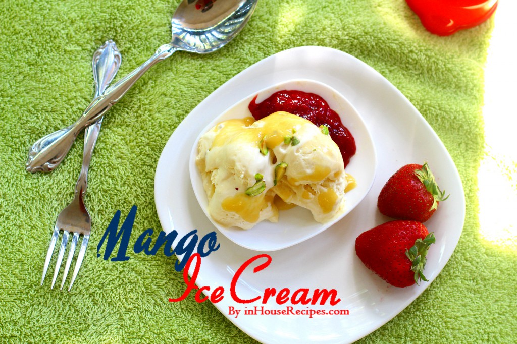 Mango ice cream with Strawberries