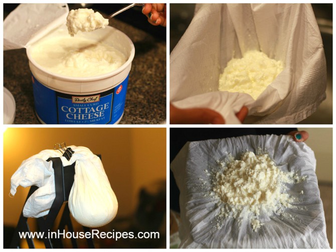 Hanging cottage cheese to drain extra water does not make it hard