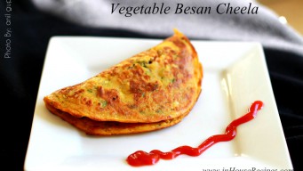 Vegetable besan chilla served with Tomato sauce