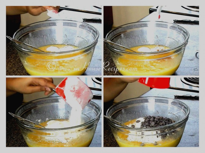 Add baking powder to banana cupcake mix