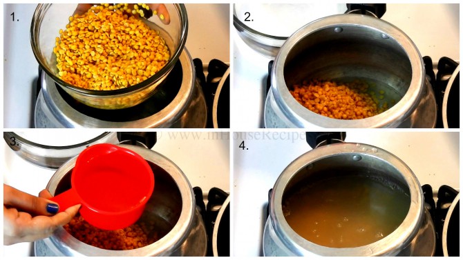 Add water to boil Arhar dal in cooker Add water to boil Arhar dal in cooker