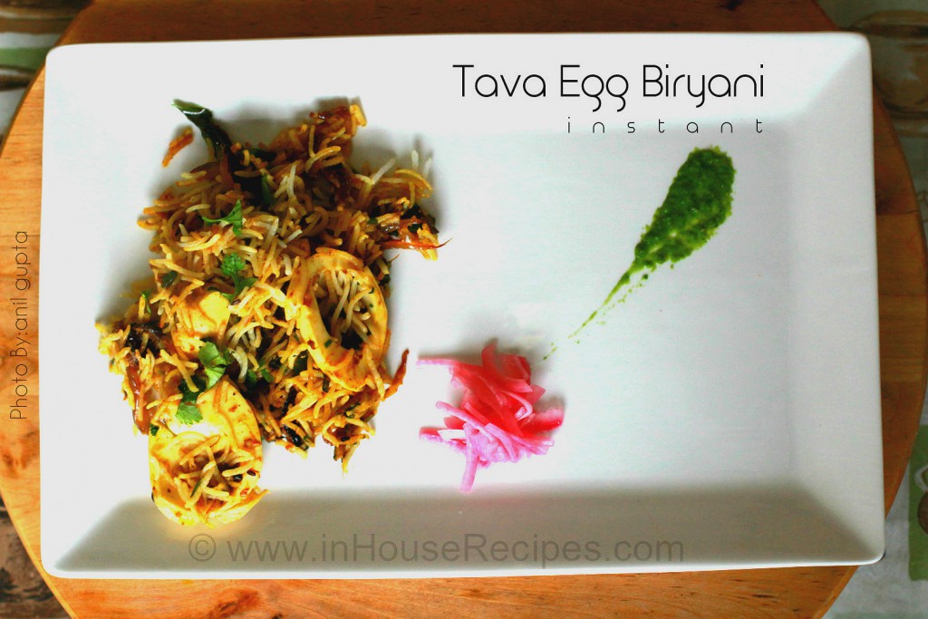 Egg biryani on tava from steamed rice