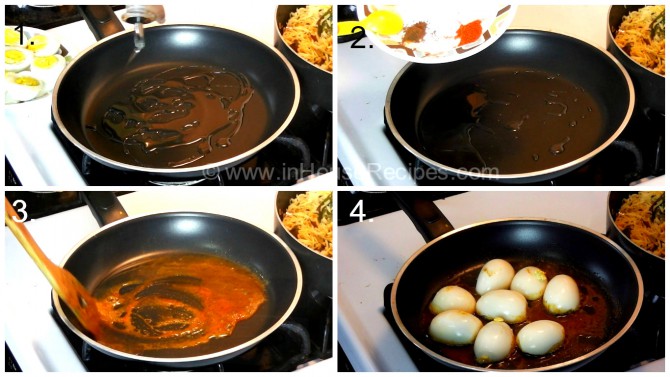 Shallow fry Eggs for tava biryani