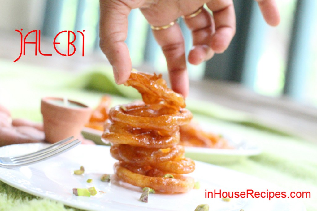 Garnish Jalebi with pistachio and Saffron